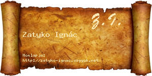 Zatyko Ignác névjegykártya